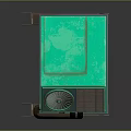 Turquoise Electronic Device With Circular Fan Heat Sink And Metal Stand