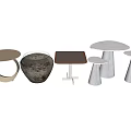 Modern Side Tables With Various Shapes And Different Material Finishes 3d model