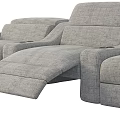 Gray Fabric Reclining Three-Seater Sofa with Cup Holders and Comfortable Design 3d model