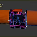 Industrial Vibrating Motor With Orange Cylinders Red Control Box And Black Bracket