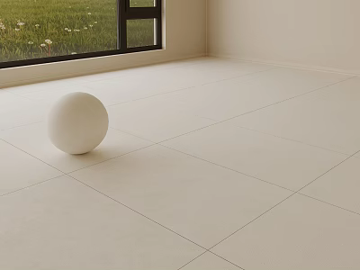 Light Colored Floor Tiles In Spacious Minimalist Interior With Natural Light 3d model