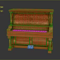 Red Classic Wooden Piano With Intricate Carved Details And Ornate Design