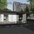 Modern Corridor Shelf Residential Community Landscape Corridor Shelf Community Meeting Room Waterscape Dropping Sofa Combination Bar and Chair 3d model