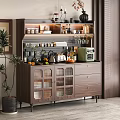 Modern Wooden Sideboard With Glass Doors Drawers Storage Shelves And Decorative Items In Living Space