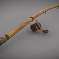 Classic Handcrafted Wooden Fishing Rod With Vintage Reel And Wrapped Handle