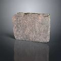 Decorative Wood Stone Slab Featuring Intricate Spiral Carved Patterns And Textured Surface