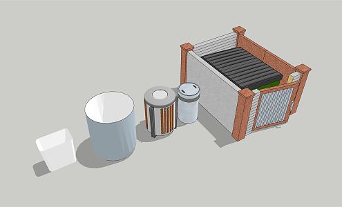 Modern trash can garbage sorting station garbage bin garbage room sorting bin 3d model