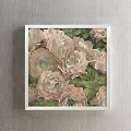 Elegant Botanical Painting With White Frame Light Pink Flowers Green Leaves On Wall