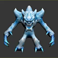 Fierce Blue Fantasy Game Movie Character With Icy Rock Textured Spikes And Sharp Claws