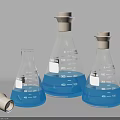 Medical Equipment Conical Flasks Graduated with Blue Liquid for Laboratory Use