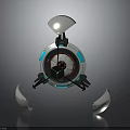 Advanced Cosmic Spacecraft Component With Circular Design And Blue Ring Structures