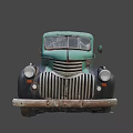 Vintage Green And Black Classic Truck With Rusty Exterior Design