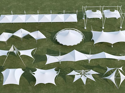 Tensile Membrane Structures Featuring Various Shapes And Designs For Outdoor Use 3d model