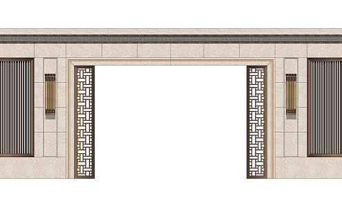 New Chinese style landscape wall 3d model