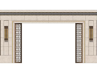 New Chinese style landscape wall 3d model