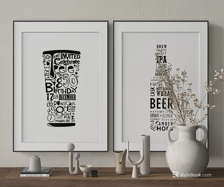 Art Prints With Word Art For Wall Decor In Living Room 3d model 
