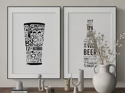 Art Prints With Word Art For Wall Decor In Living Room 3d model