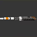 Sci Fi Futuristic Mechanical Weapon With White Orange Black Design Barrel And Gear Details