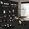 Tea Specialty Store Modern Exterior With Glass Doors Interior Display Shelves And Green Plants