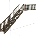 Natural Wood Staircase Featuring Classic Handrail And Intricate Baluster Details