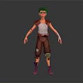3D Young Male Character In White Vest Brown Shorts Knee Pads And Wrist Guards
