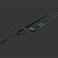 Ancient Decorative Sword Weapon With Green Wrapped Handle And Long Sharp Steel Blade