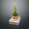 Tranquil Bamboo Landscape Featuring Green Moss On Square Stone Base With Woven Mat 3d model