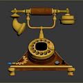 Vintage Gold And Red Decorative Telephone With Classic Dial Design
