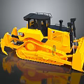 Detailed Yellow CAT Bulldozer Construction Vehicle With Tracks And Blade