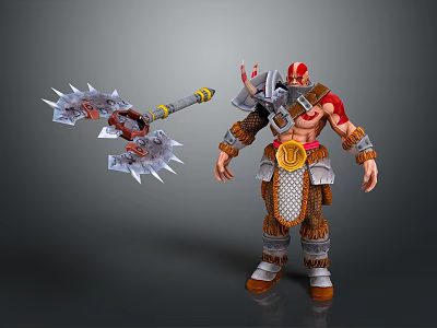 Armored Warrior Character Confronting Fierce Dragon Creature In Mythical Battlefield 3d model