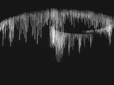 Circular Hanging Decorative Art Installation With Slender Silver White Lines On Black Background 3d model