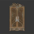 Vintage Carved Wooden Wardrobe With Double Doors Ornate Top And Bottom Drawers