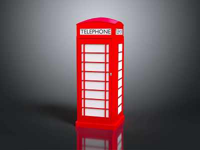 Red Telephone Booth Iconic British Architecture With Classic Design And Glass Panels 3d model