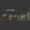 Industrial Style Scene Components With Metal Frames Stairs Platforms Crates And Debris