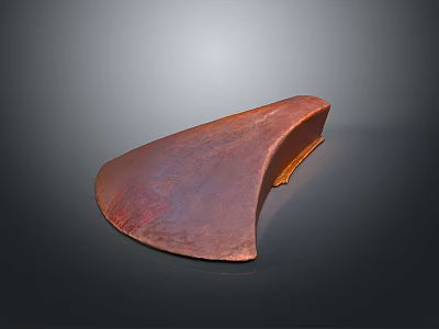 Ancient Reddish Brown Metal Weapon With Curved Sharp Blade And Textured Surface 3d model