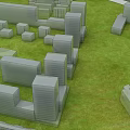 Sand Table Architectural Model With Green Grass And Building Structure Layout Design