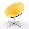 Yellow Round Padded Seat Leisure Chair With Modern Metal Cross Base Design