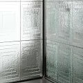 Modern Textured Glass Room Divider With Metal Frame And Decorative Lights