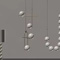 Modern Interior Decor With Hanging Spherical Ornaments Metal Brackets And Table Lamp 3d model