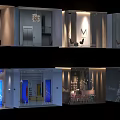 Various Modern Shop Window Display Designs With Lighting And Decor Elements 3d model