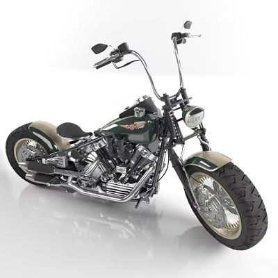 Classic Green And Beige Motorcycle Design With Leather Seat Chrome Exhaust And Spoke Wheels 3d model