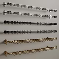 Various Curtain Rods with Rings in Different Colors Wall Mounted 3d model