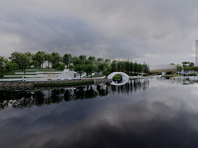 Modern Park Municipal Park Landscape Binjiang Park Linear Park Arc Park Left Bank Park model