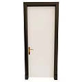 Modern Interior Hinged Door With White Panel Black Frame And Golden Handle 3d model