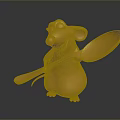 Golden Mouse Game Movie Character Holding Big Spoon Shiny Smiling Statue Design