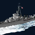 British Warship Navigating Icy Waters With Gray Hull And National Flags
