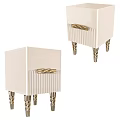 Modern Elegant Nightstand with White Body Spiral Metal Legs and Braided Handle