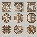New Chinese Style Pattern Window Antique Window Carved 3d model