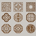 New Chinese Style Pattern Window Antique Window Carved 3d model