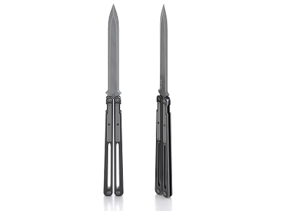 Two Tactical Butterfly Knives With Folding Blade And Metal Handle Design 3d model